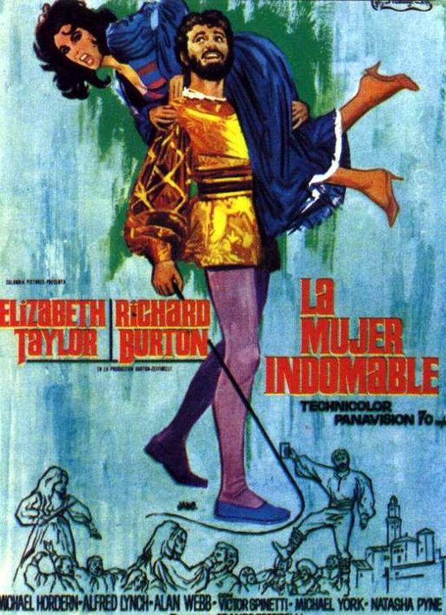 엘리자베스 테일러 주연의 영화 말괄량이 길들이기(1967)의 포스터 