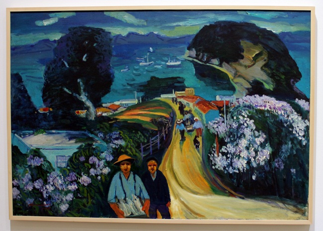  강종열 화백의 작품 <향일암 가는 길(임포마을, 97.0×130.3cm, 1993)>입니다.