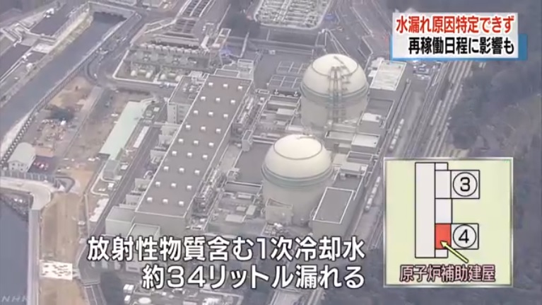 일본 다카하마 원전 4호기의 방사능 물질 오염수 유출 사고를 보도하는 NHK 뉴스 갈무리.