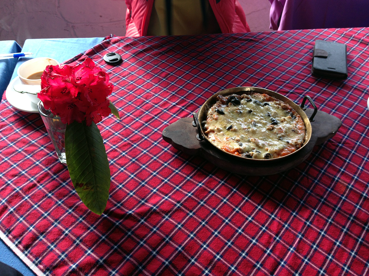  네팔 히말라야 트레킹 중 고레파니 로지에서 먹은 피자. 로지마다 피자도 그 모양새가 다르다. 