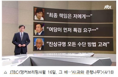 JTBC <앵커브리핑/4월16일, 그 배...'사과와 은행나무'>(4/18)