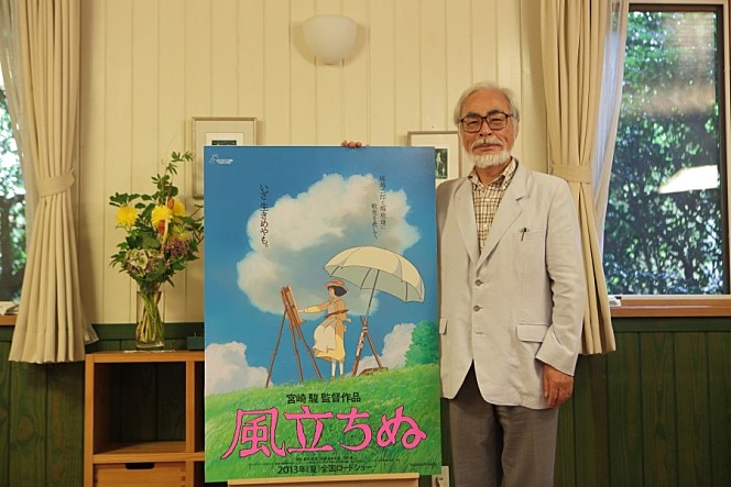  <바람이 분다> 프로모션 당시 미야자키 하야오 감독의 모습니다. 이 영화는 2013년 9월 5일 개봉했다. 