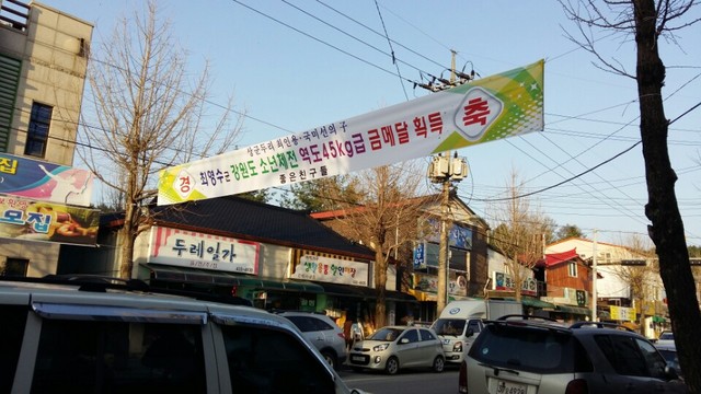 홍천군 서석면 거리를 장식한 현수막 서석면 거리를 장식한 현수막이 있다. 최영수 학생(서석중3)이 강원도소년체육대전 45kg급 역도에서 금메달을 딴 것이다. 인상, 용상, 합계를 모두 따 3관왕이었다. 작년에도 당시 서석중학교 3학년이던 고미정 학생이 역도에서 3관왕을 차지했다.