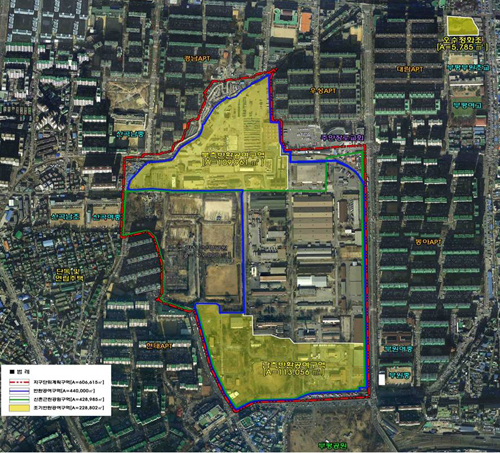 부평미군기지 부평미군기지 캠프마켓 우선반환구역(노란색 배경) 경계.