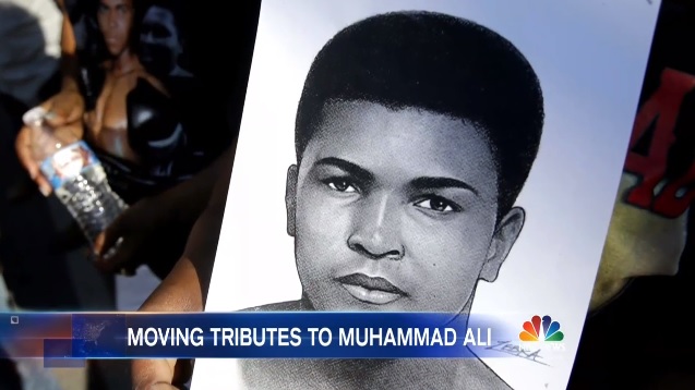  무하마드 알리의 장례식을 보도하는 NBC 뉴스 갈무리.