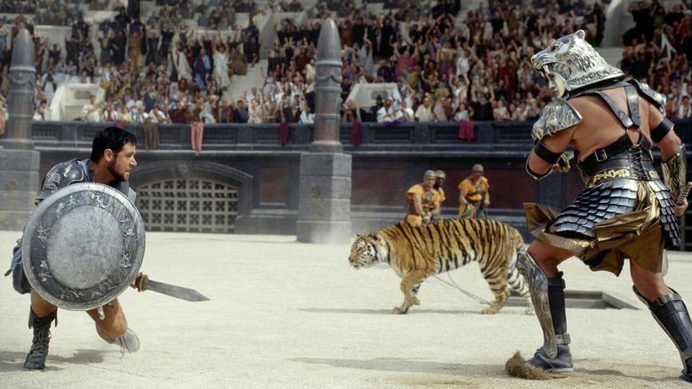  영화 <글래디에이터(Gladiator)>(2000)의 한 장면. 마르쿠스 아우렐리우스 황제와 콤모두스 황제 통치기를 배경으로 하고 있는 검투사 영화다.
