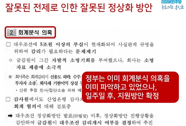 홍익표 민주당 의원이 4일 국회 대정부 질문에서 공개한 서별관회의 자료