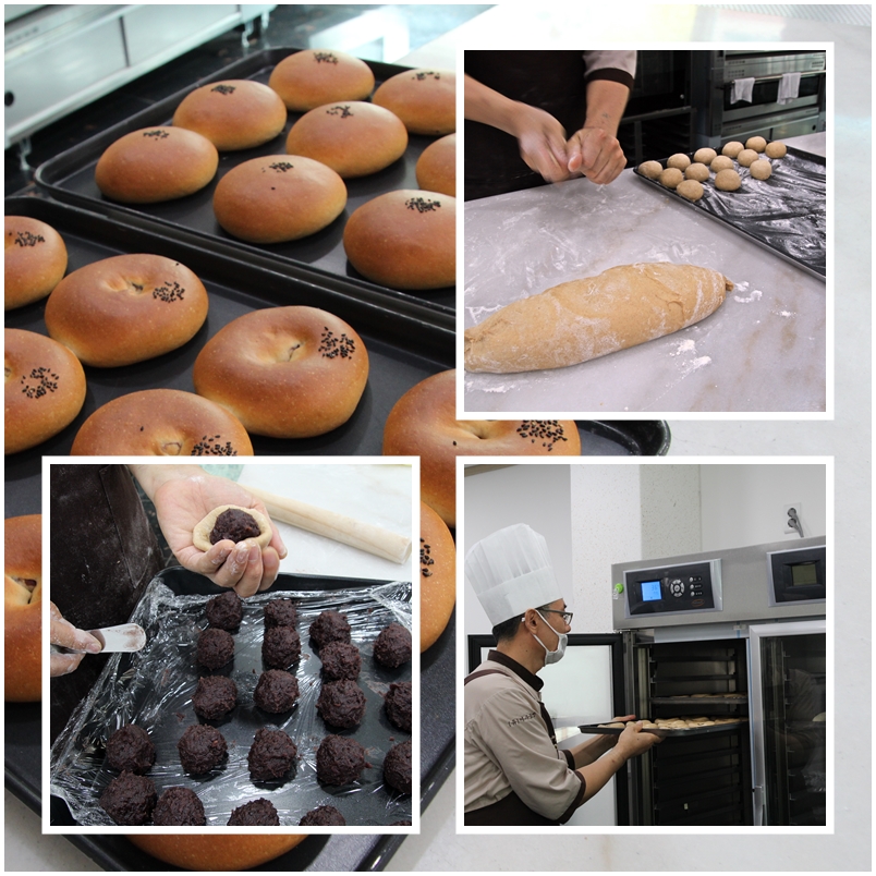
여수꽃빵의 생크림단팥빵 만드는 과정이다. 
