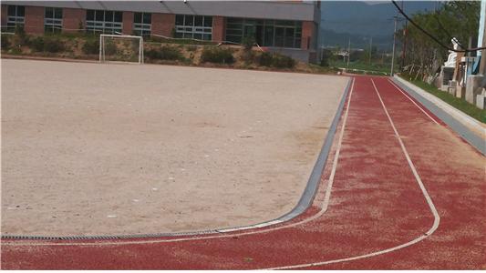 울산 울주군 언양초등학교의 우레탄트랙 철거 전 모습