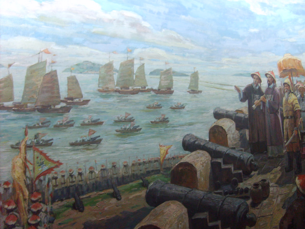 아편전쟁. 중국 광동(광둥)성 동완시에 있는 해전박물관에서 찍은 사진.