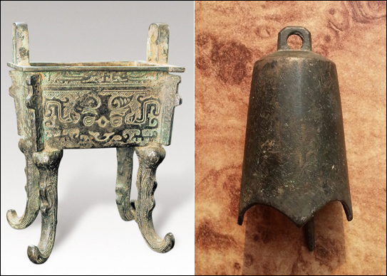 송나라 시대에 제작된 청동 그릇과 청동 악기