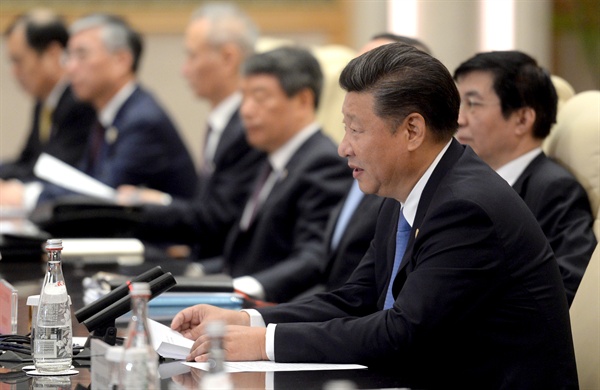 시진핑 중국 국가주석이 5일 오전(현지시간) 중국 항저우에서 열린 한-중 정상회담에서 발언하고 있다.