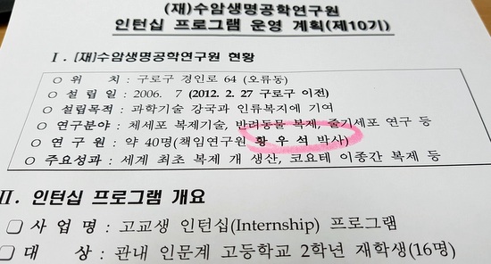 서울 구로구가 만든 인턴십 프로그램 운영 계획 문서. 