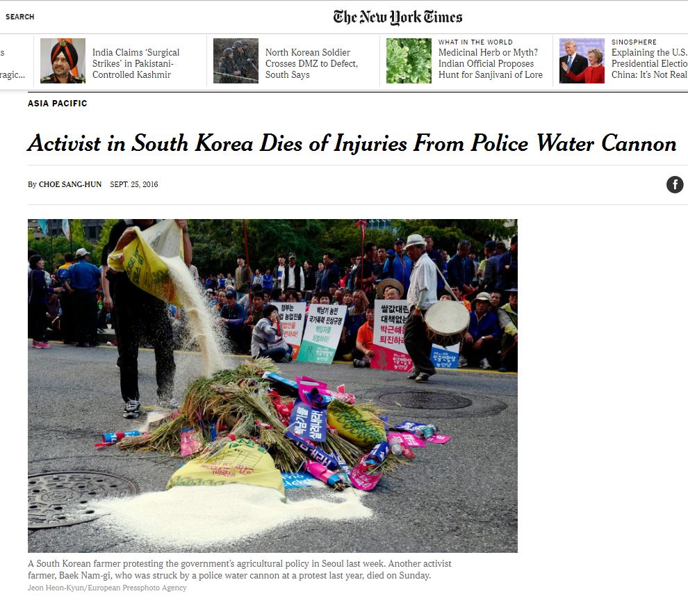 미국언론 New York Times 기사 화면 캡처