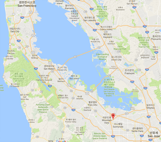 실리콘 밸리라고 하는 지역은 미국 샌프란시스코시 남부에서 산호세까지 이어지는 비교적 방대한 지역을 통틀어서 지칭한다.(사진은 구글지도 캡처)
