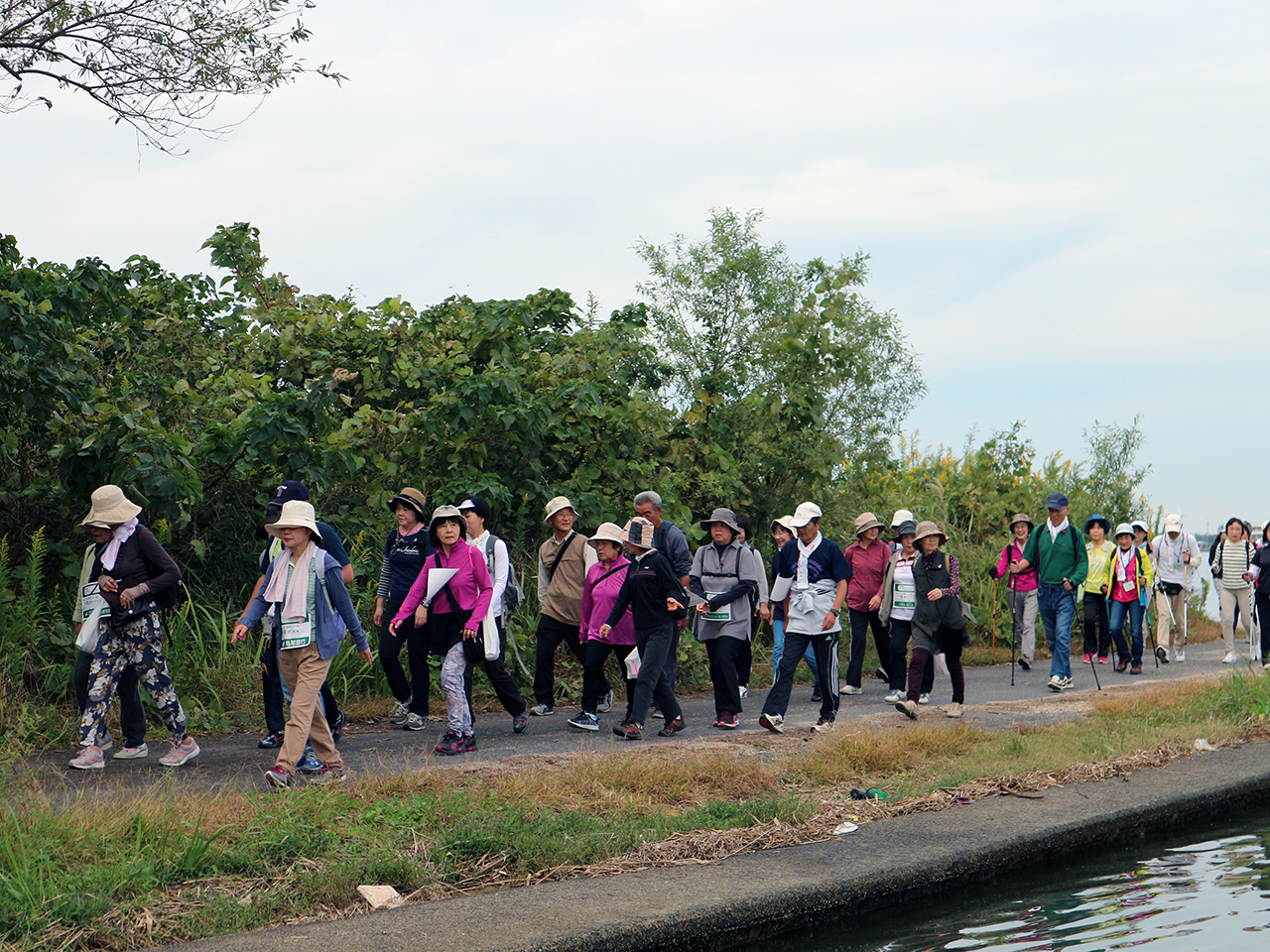 ‘월드 워크 페스타 in 돗토리’ 참가자들이 워크 코스를 걷고 있다. 