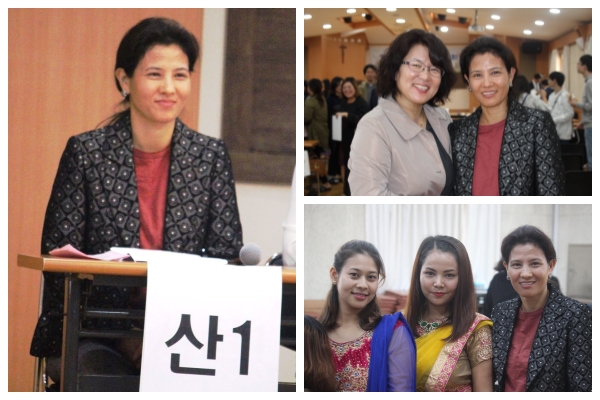 사진 왼쪽 아내 먼주 구릉과 사진 오른쪽 위 아내의 한국어 선생님 그리고 사진 오른쪽 아래는 함께 참가한 네팔인 두 여성