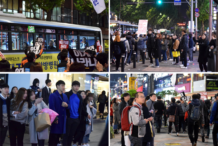 박근혜 하야 행진단의 노래를 함께 부르며 어깨춤을 추는 시민도 있었다.