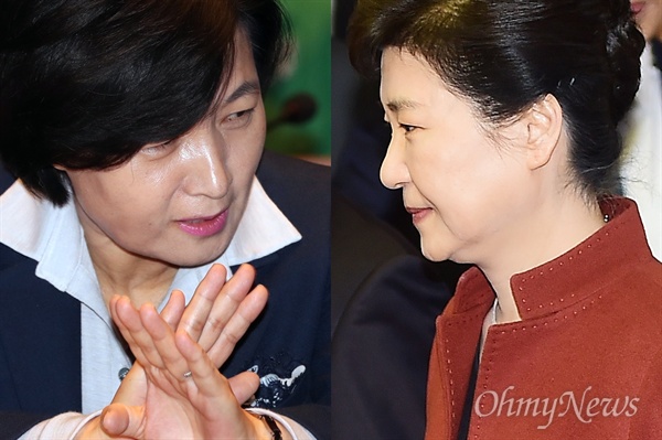 추미애 더불어민주당 대표(왼쪽)와 박근혜 대통령(자료사진).