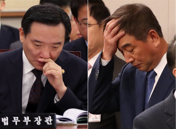 김현웅 법무부 장관(왼쪽)과 최재경 민정수석이 23일 사의를 표명했다. 