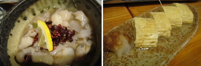            낙지 다리와 계란 말이입니다. 두 가지 모두 일본 사람들이 자주 먹는 먹거리입니다.