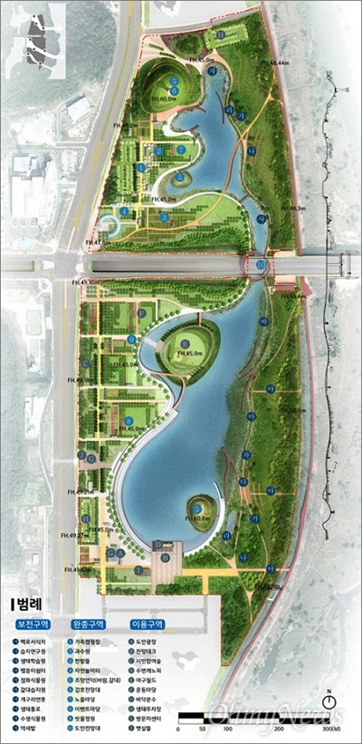 대전시와 대전도시공사가 추진하고 있는 도안갑천지구 생태호수공원 공원계획 평면도.