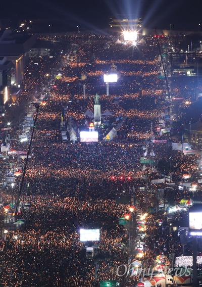 [오마이포토] 박근혜 퇴진 촉구 촛불파도타기! 