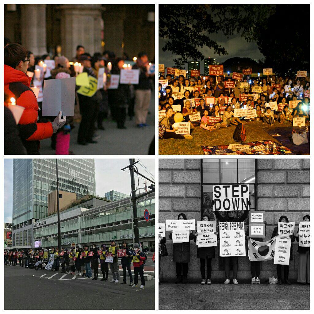 지난 주말 오스트리아, 미국, 일본, 아일랜드에서 열린 시국 집회