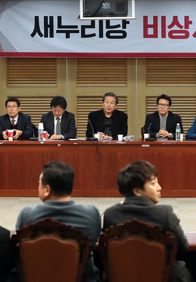 11일 오후 국회 의원회관에서 열린 새누리당 비상시국회의에서 김무성 전 대표, 유승민 의원 등 참석 의원들이 정국현안에 대해 논의하고 있다. 