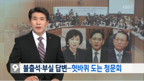 최순실 청문회 보도하면서 국회만 비판한 KBS(12/15)
