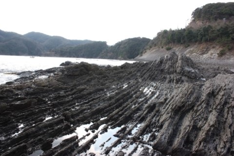 진흙 땅이 융기하여 생긴 섬이라 바위 모양이 특이하다
