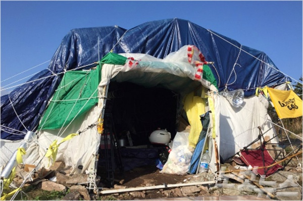 2015년도 12월의 동거차도 천막의 모습