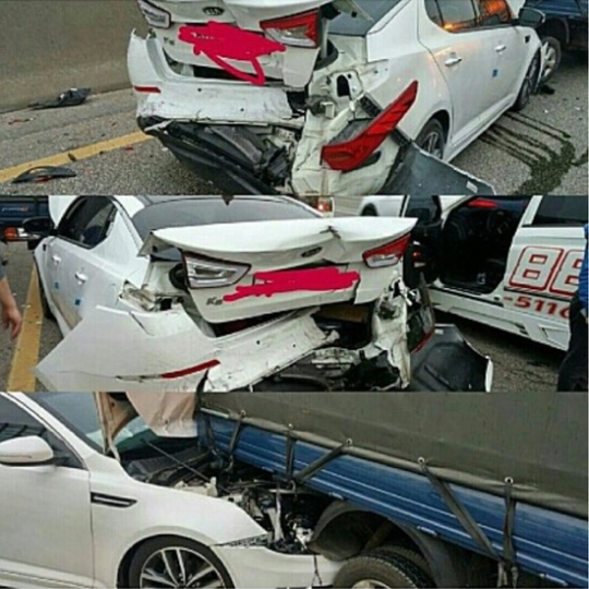  2016시즌을 앞두고 차량이 대파되는 교통사고를 당했던 윤지웅. 다행히 외상은 없었다.