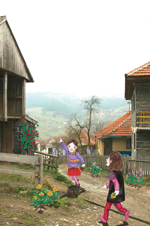 보스니아 멧골짜기 꽃 소녀 폴리치는 할머니 머리를 땋아 드리는 꿈