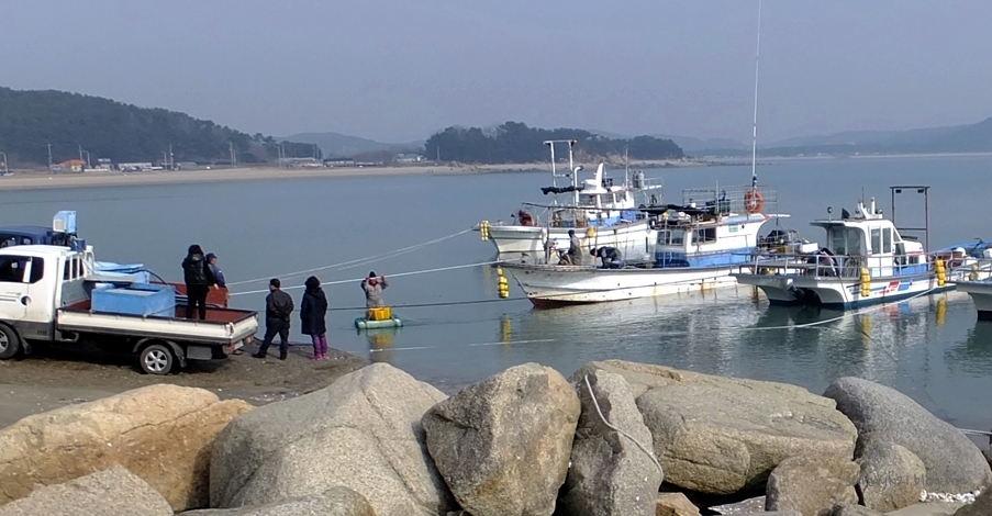 농촌과 달리 농한기가 없는 겨울철 어촌마을 바닷가. 