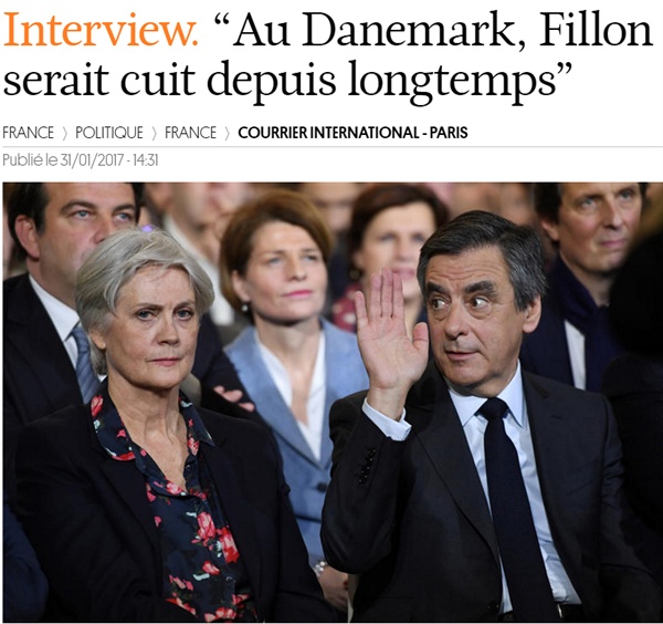 현 프랑스 정가에 스캔들을 일으키고 있는 프랑소와 피용 커플에 대한 현지 언론의 보도 "덴마크였다면 피용은 이미 끝났다"