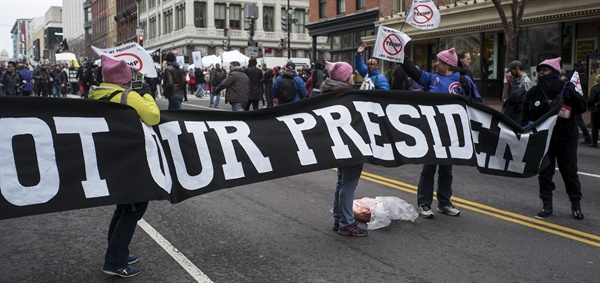 지난 1월 미국 워싱턴에서 벌어진 반 트럼프 시위.
