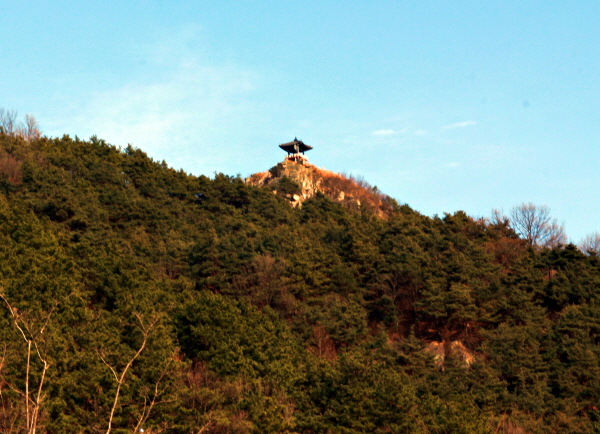 산청읍 내를 둘러싼 강과 산을 한눈에 내려다볼 수 있는 꽃봉산 전망대