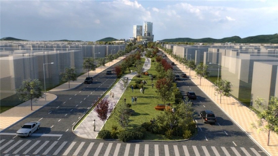 경인고속도로 일반도로화 조감도. 인천시가 경인고속도로를 이관 받으면 2026년까지 일반도로로 전환을 마무리 짓겠다고 밝혔다. 일반도로 전환 시 도로를 줄이고 공원에 조성하고, 주변지역 개발을 위한 지구단위계획을 수립하겠다고 했다. 
