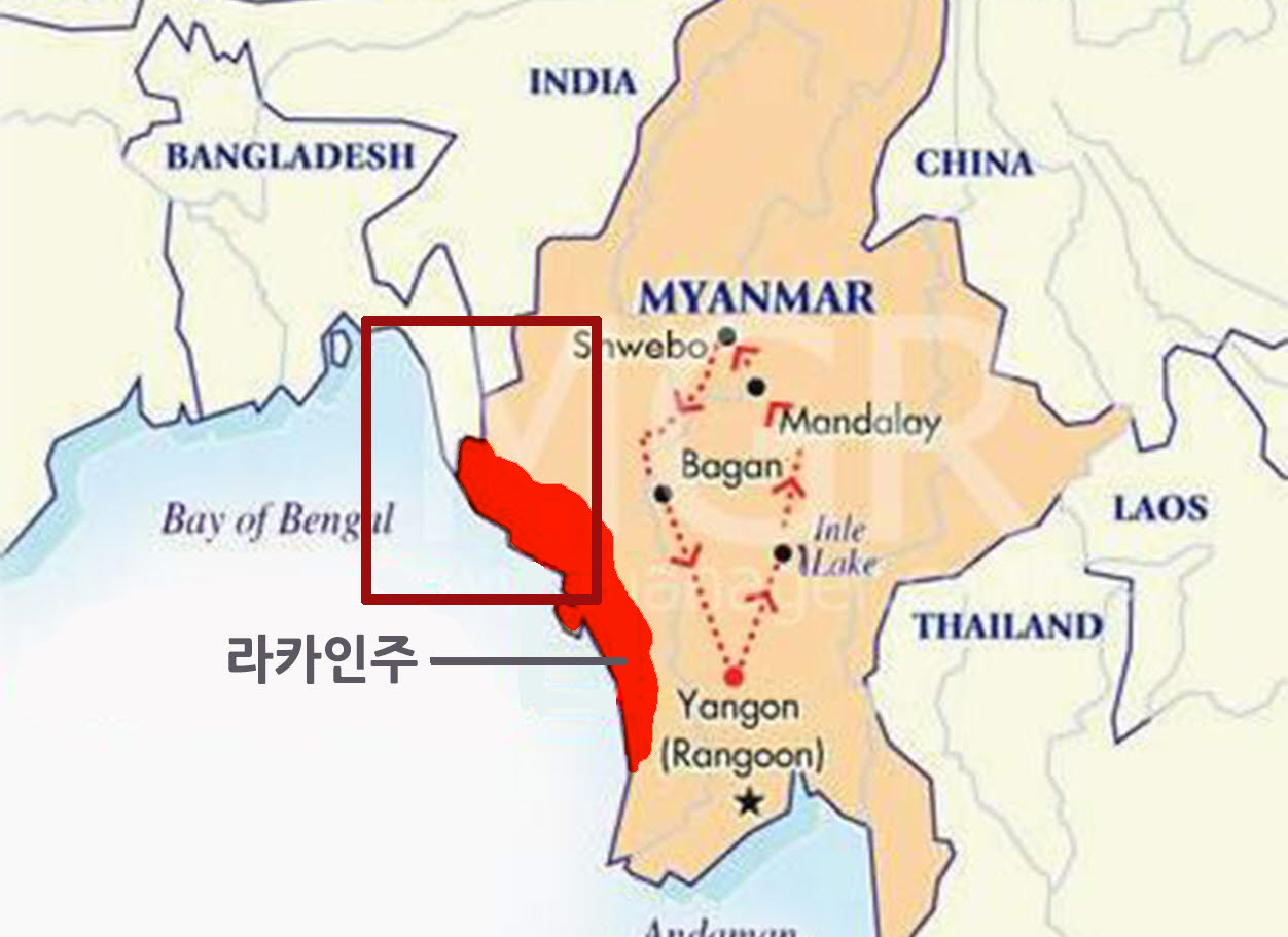 로힝야족이 거주하는 라카인주 북부 사진 로힝야족이 오래전부터 거주했던 방글라데시 국경과 미얀마 라카인 주 북부 사진