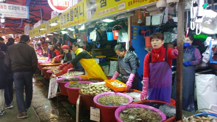 소래 시장 안에서는 봄철 주꾸미가 손님들을 기다리고 있었습니다.  국내산 암주꾸미는 1kg 25000원 중국산은 18000원이라고 했습니다.