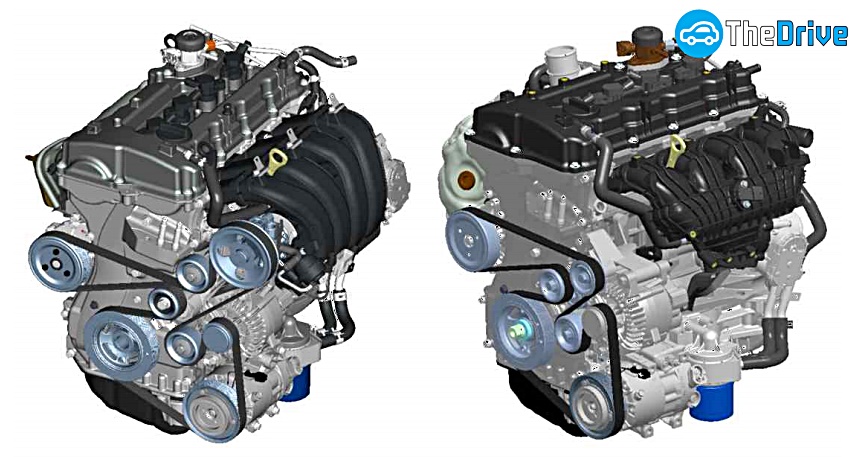 현대기아자동차의 세타2 엔진 (좌: GDI, 우: Turbo-GDI)