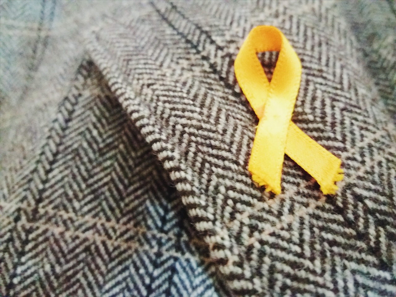 세기 경 유럽에서 유래된 노란 리본 달기 캠페인은 많은 사연을 담고 있다. 2014년부터 대한민국에서도 '세월호 침몰 사건' 희생자들을 기리기 위한 의미로 사용되고 있다. 사진은 모직코트에 달린 노란 리본의 모습.