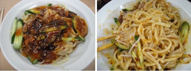           교토　남쪽　작은　중국　식당에서　먹은　자장면입니다．　우리나라와　다른　모습입니다．