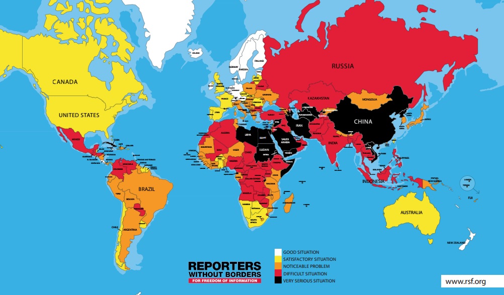 '국경 없는 기자회'(RSF)의 2017년 세계 언론자유도 지도