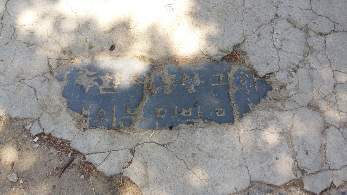 망월동 묘역 길바닥에 묻혀있는 전두환 부부 민박 기념비