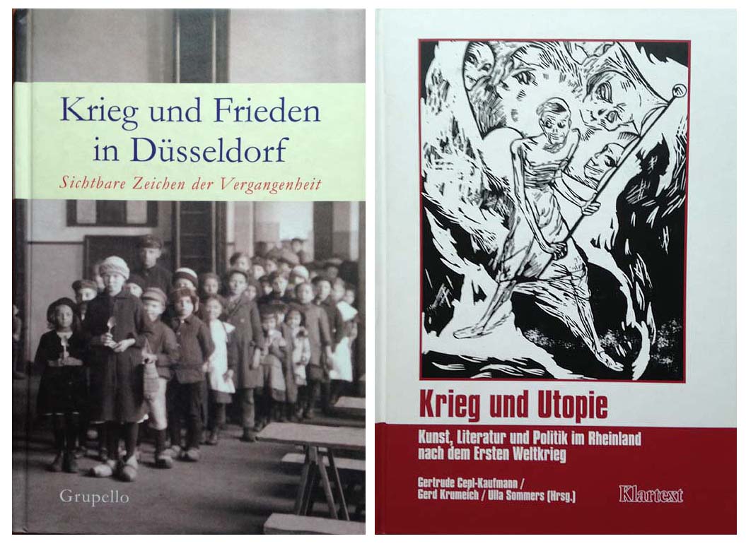 '전쟁과 평화의 작가'로 정여창 화백을 소개한 독일 책들. 왼쪽은 <뒤셀도르프의 전쟁과 평화>, 오른쪽은 <전쟁과 유토피아>.
