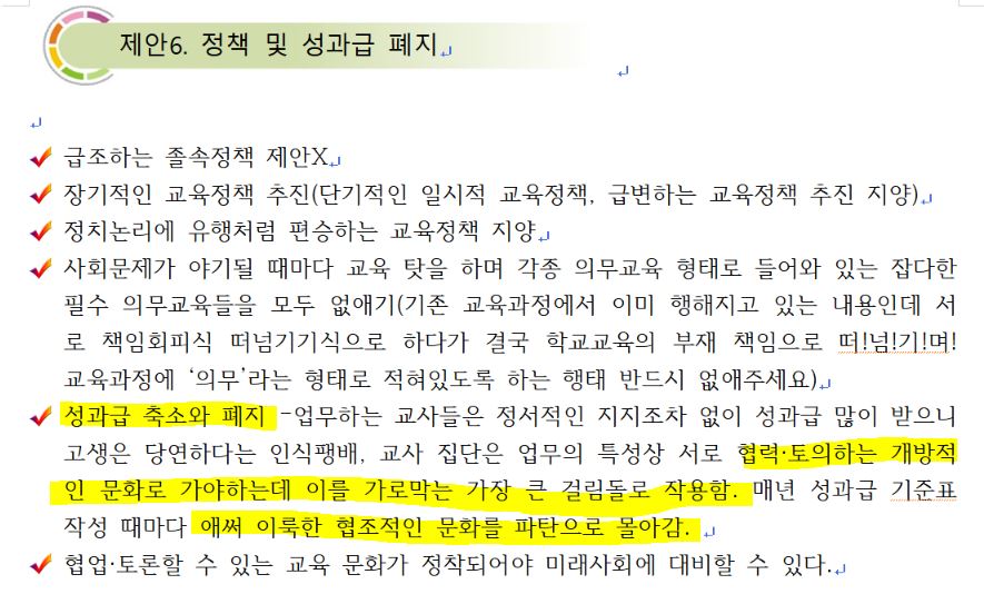 서울 동작초가 상상톡 내용을 기록한 보고서. 