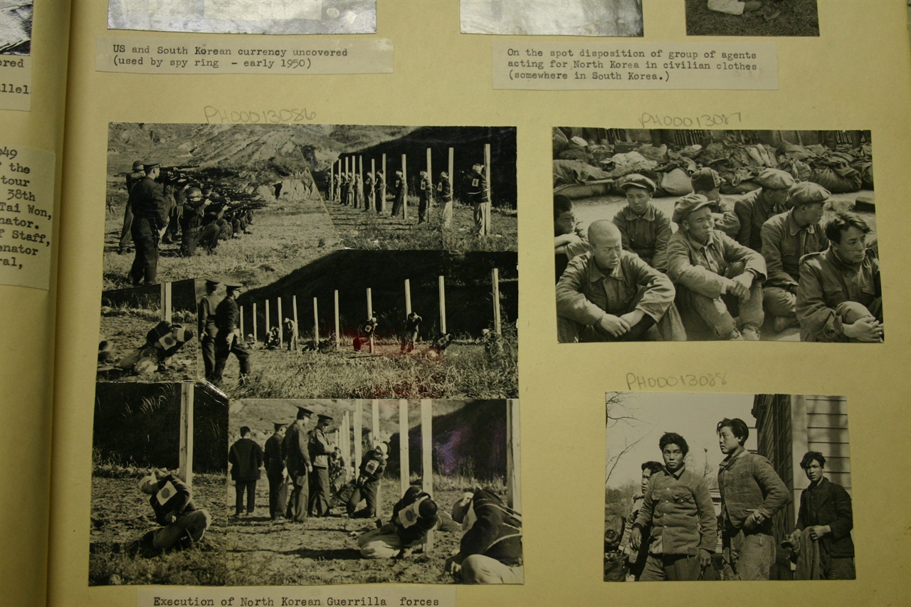  미 군정기 좌익사범 처형장면과 당시 산에서 체포된 게릴라들의 모습.