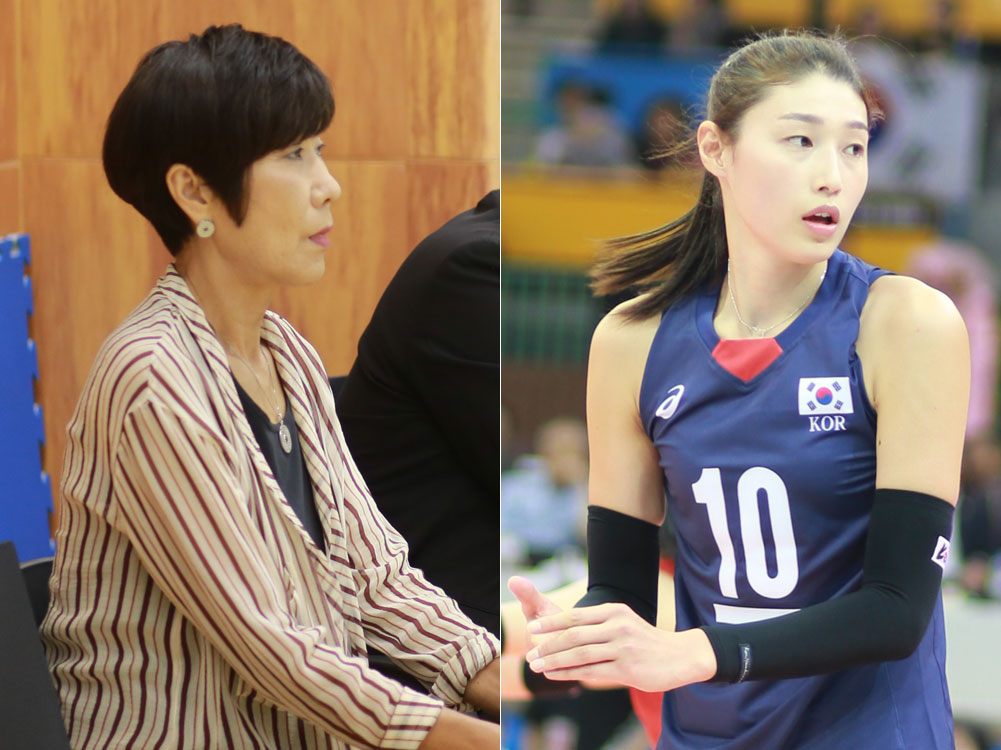  유경화 배구협회 여자 경기력향상이사(왼쪽)와 김연경 선수